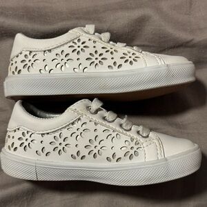 Janie and jack toddler white leather and silver sneakers. Worn 5 times. Paid 79